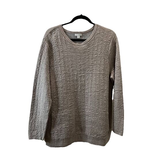 PureJill J. Jill Tan Textured Long Sleeve Pullover Top Sweater Tunic Pockets M - Picture 1 of 12